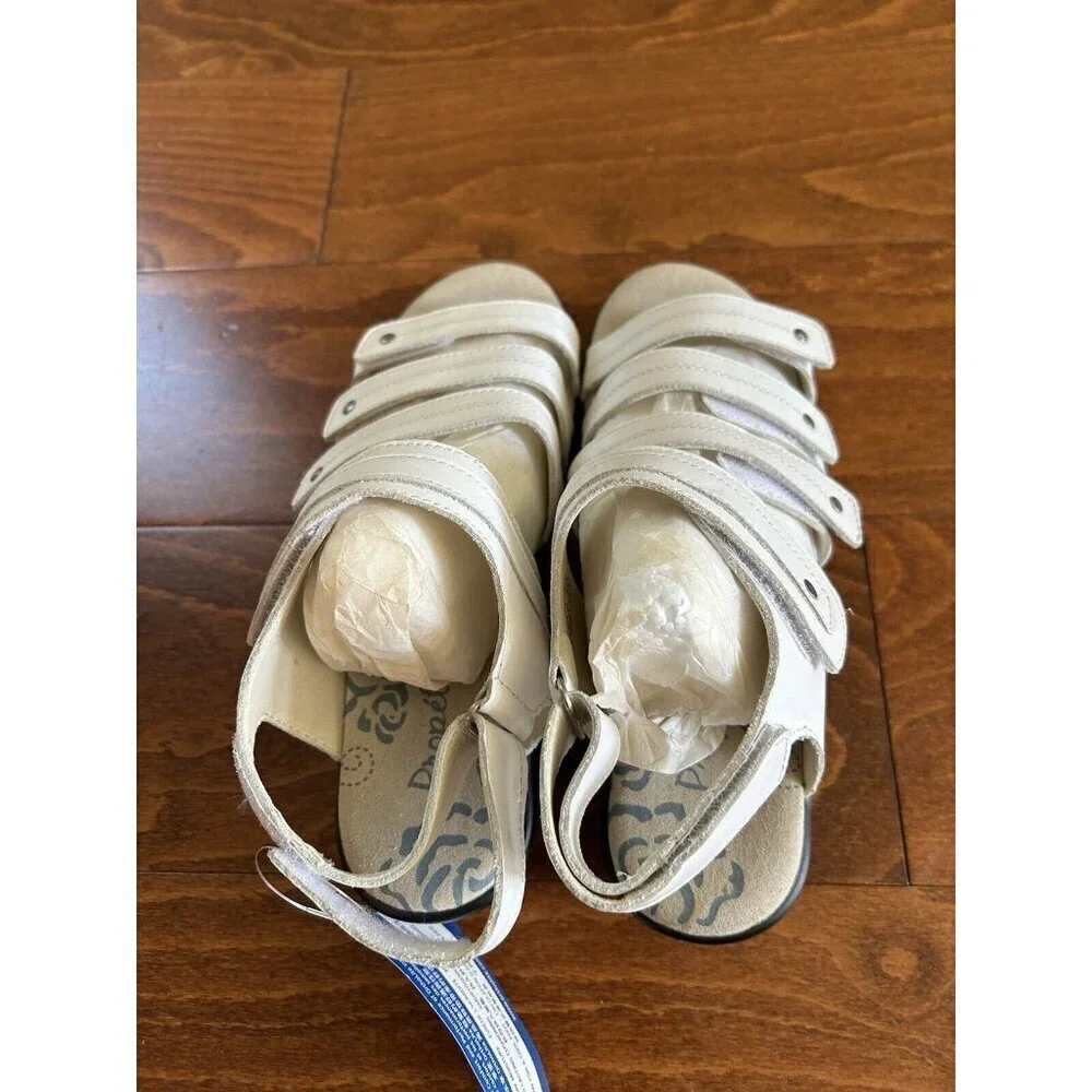 Propet Women's 6‎ M Aurora Wedge Sandal White Open Adjustable NEW Leather